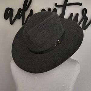 Torrid Dark Gray Wide-Brim Hat with Black Band